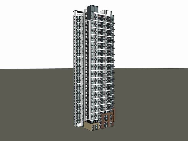 Sketchup住宅模型|高层住宅，现代风格，33层