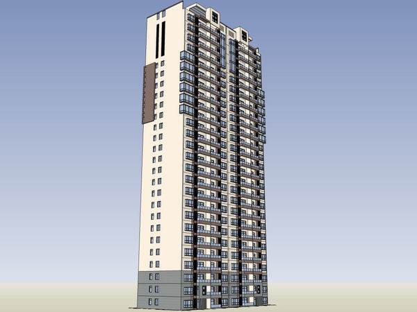 Sketchup住宅模型|高层住宅，古典风格，27层