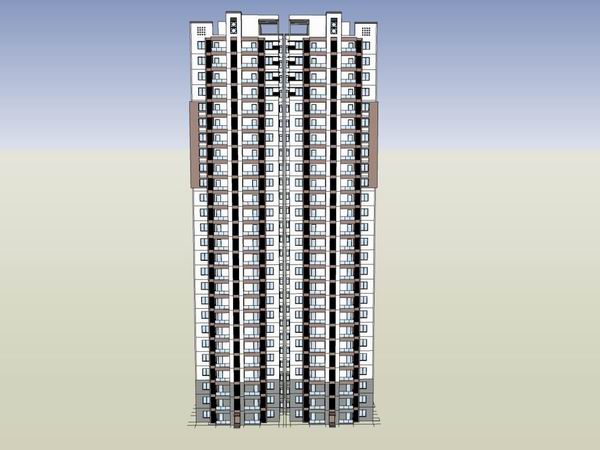 Sketchup住宅模型|高层住宅，古典风格，27层