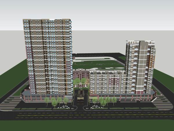 Sketchup住宅模型|高层住宅，现代风格，10~34层