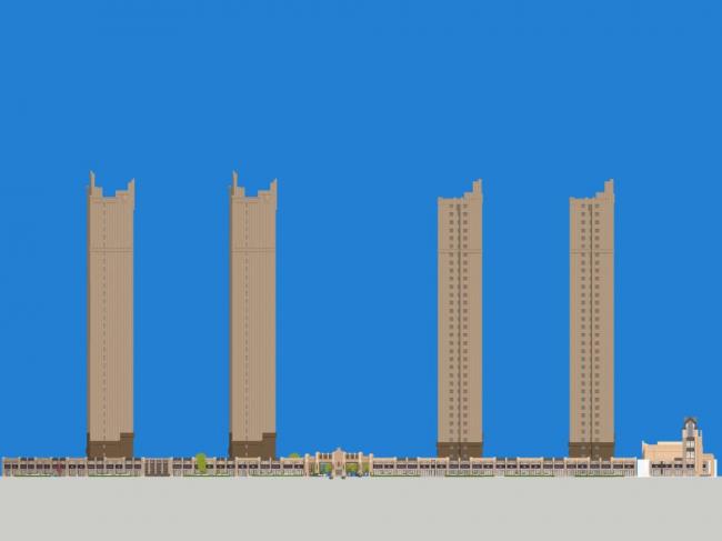 Sketchup住宅模型|超高层住宅，现代风格，40层