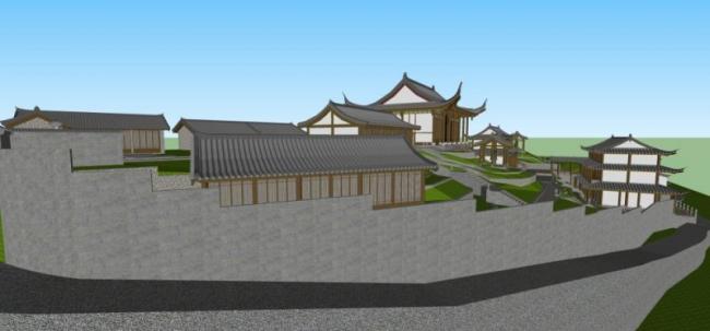 Sketchup古建筑模型|多层寺庙，古寺古庙，古建筑，中式风格