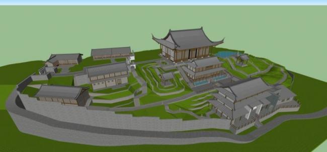 Sketchup古建筑模型|多层寺庙，古寺古庙，古建筑，中式风格
