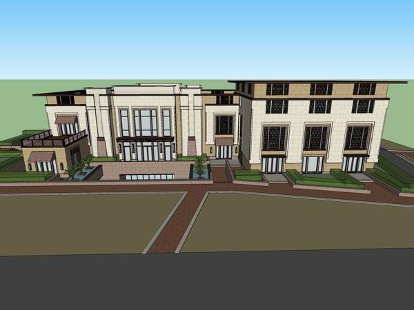 Sketchup住宅模型|多层住宅，会所，现代风格，