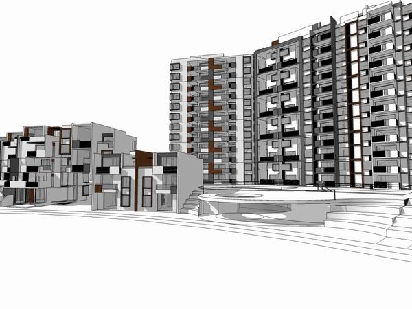 Sketchup住宅模型|高层住宅，洋房，现代风格，海景住宅