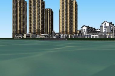 Sketchup住宅模型|多高层住宅小区，古典风格-BIM建筑网