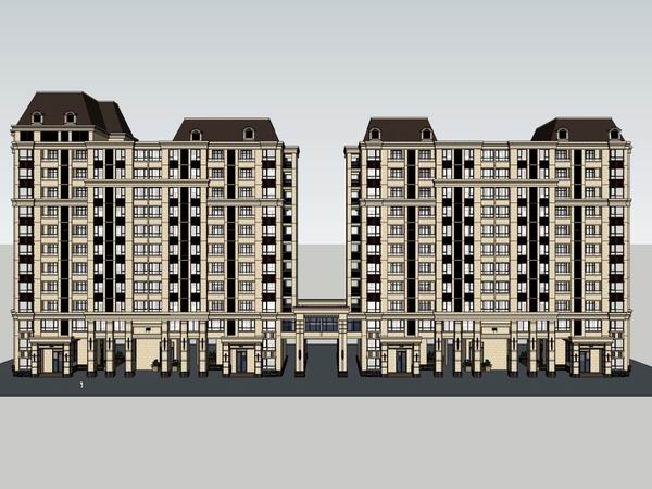 Sketchup商业模型|高层公寓住宅，古典风格