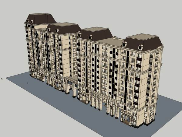 Sketchup商业模型|高层公寓住宅，古典风格