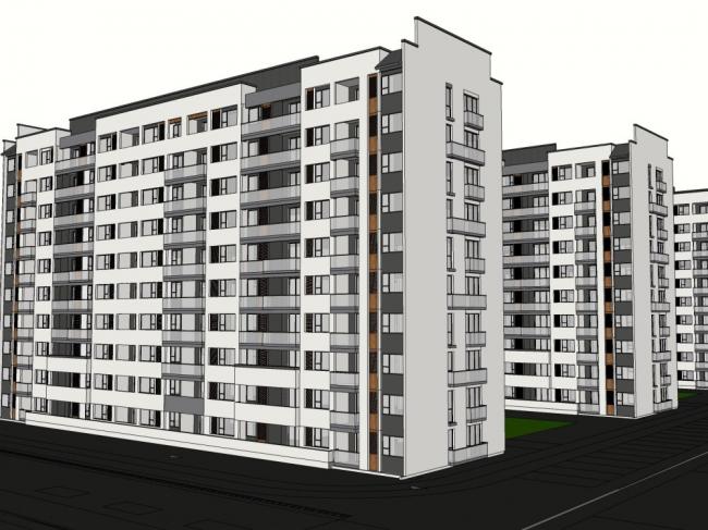 Sketchup住宅模型|高层住宅，现代风格，10层