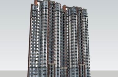 Sketchup住宅模型|高层住宅，现代风格，24层-BIM建筑网
