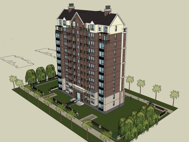 Sketchup住宅模型|高层住宅，古典风格，11层