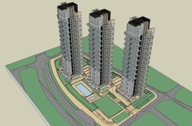 Sketchup商业模型|高层公寓住宅，现代风格，28层-BIM建筑网