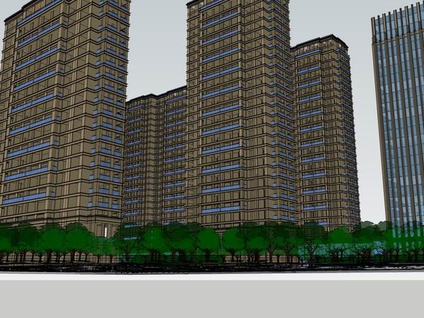 Sketchup住宅模型|高层住宅，现代风格，28层