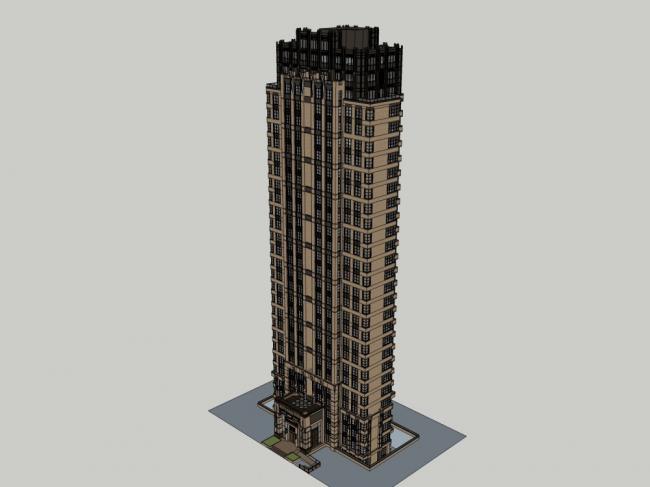 Sketchup住宅模型|高层住宅，古典风格，30层