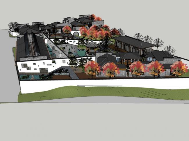 Sketchup住宅模型|多层住宅建筑群，中式风格