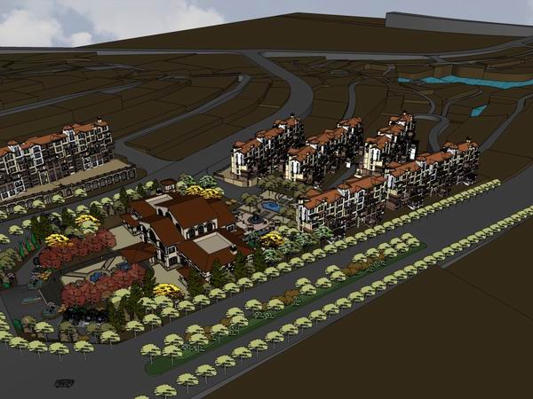 Sketchup住宅模型|多层住宅，售楼处，古典风格