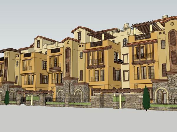 Sketchup商业模型|多层公寓住宅，古典风格