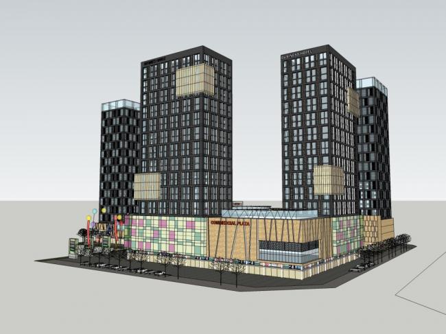 Sketchup综合体模型|多高层综合体，办公住宅商业，现代风格