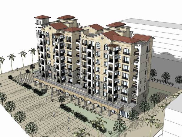 Sketchup住宅模型|多层住宅，古典风格