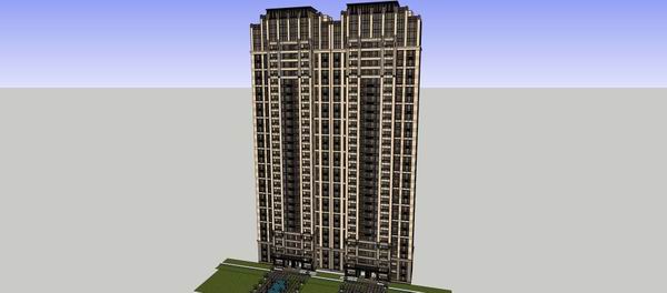 Sketchup住宅模型|高层住宅，古典风格，32层