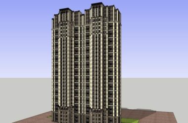 Sketchup住宅模型|高层住宅，古典风格，32层-BIM建筑网