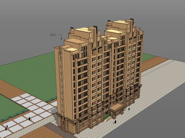 Sketchup住宅模型|高层住宅，古典风格，13层