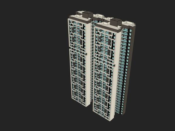 Sketchup住宅模型|高层住宅，现代风格，30层