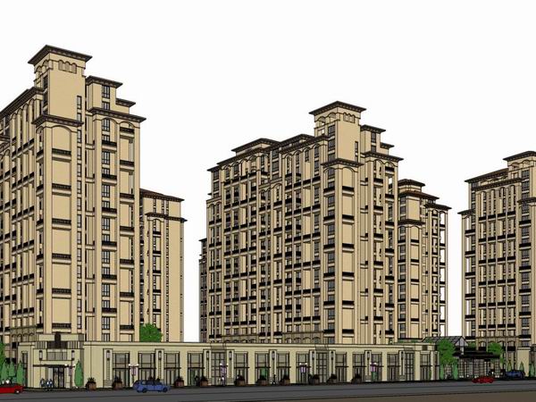 Sketchup住宅模型|高层住宅，现代风格