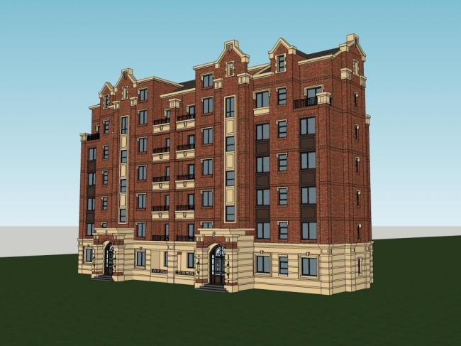 Sketchup住宅模型|高层住宅，古典风格