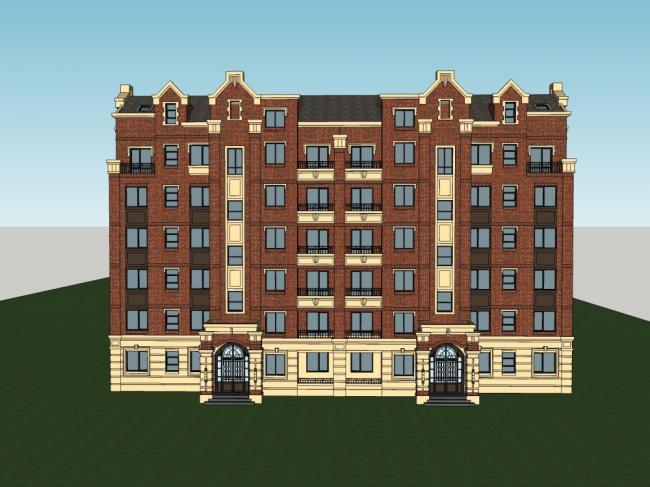 Sketchup住宅模型|高层住宅，古典风格
