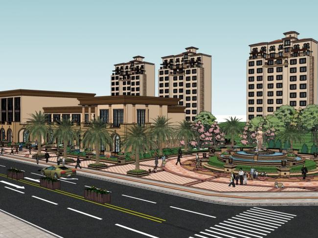 Sketchup住宅模型|高层住宅，古典风格，11层