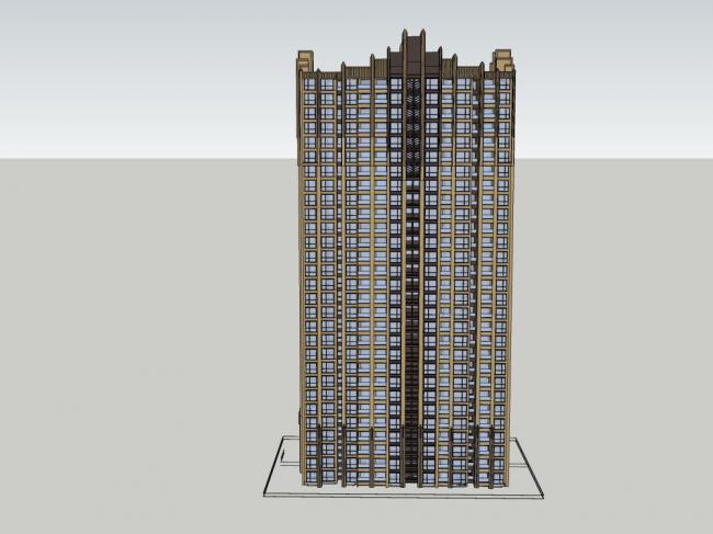 Sketchup住宅模型|高层住宅，古典风格，29层