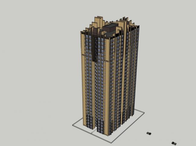 Sketchup住宅模型|高层住宅，古典风格，29层