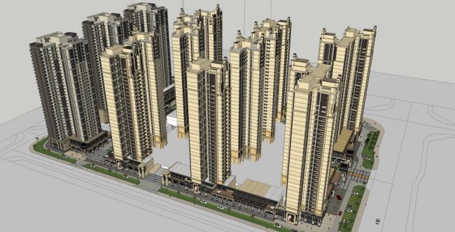 Sketchup住宅模型|高层住宅，现代风格，31层