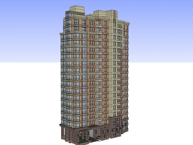 Sketchup住宅模型|高层住宅，古典风格，18层