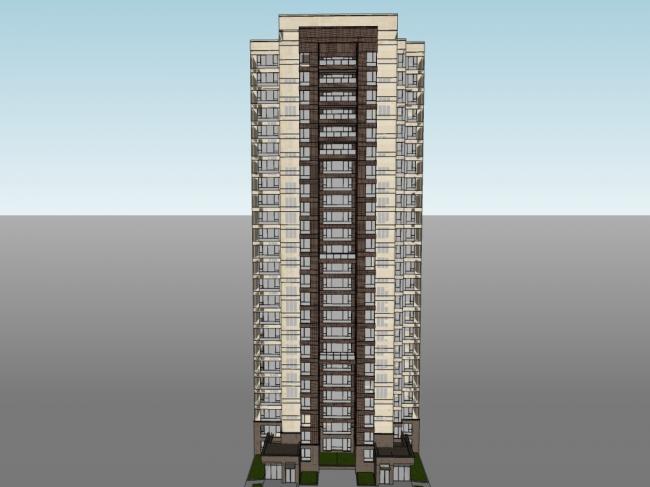 Sketchup住宅模型|高层住宅，现代风格，24层
