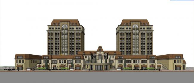 Sketchup住宅模型|高层住宅，沿街商业，商业公寓，古典风格