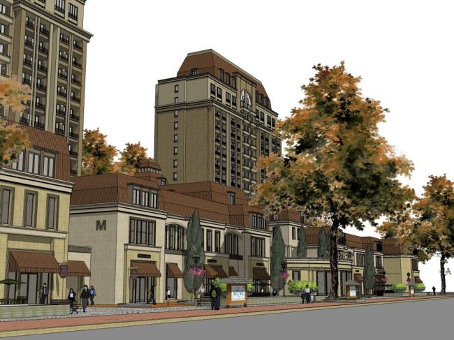 Sketchup住宅模型|高层住宅，沿街商业，商业公寓，古典风格