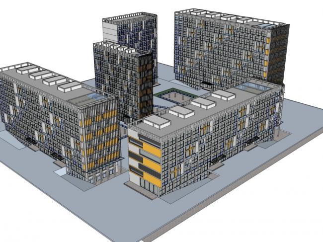 Sketchup商业模型|多层公寓，商业，现代风格，13层
