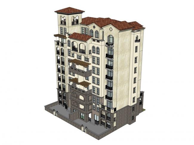 Sketchup住宅模型|高层住宅，古典风格