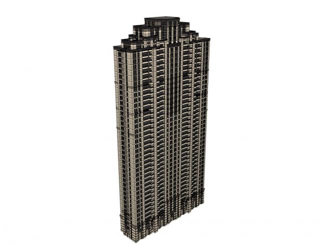 Sketchup住宅模型|超高层住宅，古典风格，40层