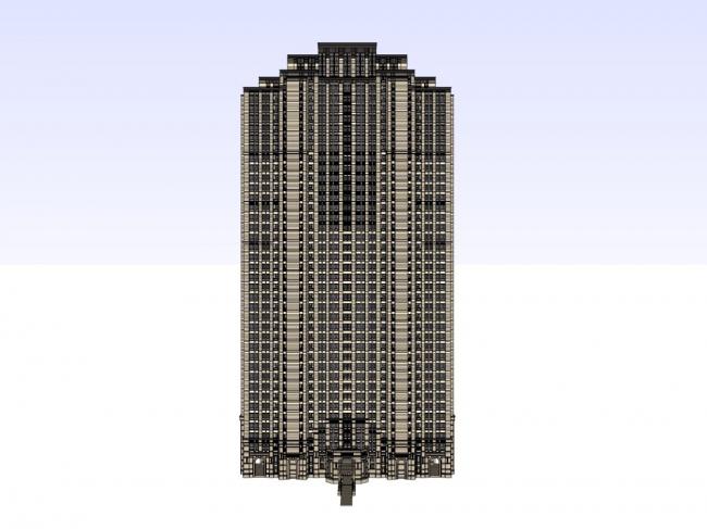 Sketchup住宅模型|超高层住宅，古典风格，40层