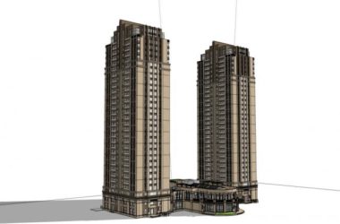Sketchup住宅模型|高层住宅，商业街，会所，古典风格，28层-BIM建筑网