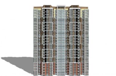 Sketchup住宅模型|高层住宅，现代风格，25层-BIM建筑网
