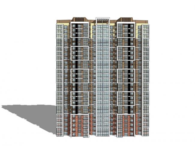 Sketchup住宅模型|高层住宅，现代风格，25层