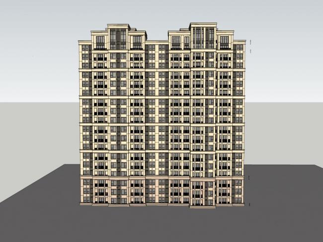 Sketchup住宅模型|高层住宅，现代风格，18层