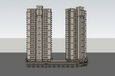 Sketchup住宅模型|高层住宅，裙楼底商，古典风格，27层-BIM建筑网