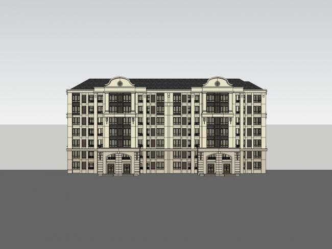 Sketchup住宅模型|多层住宅，古典风格