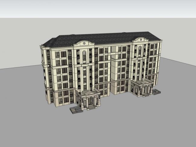 Sketchup住宅模型|多层住宅，古典风格