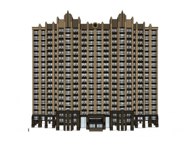 Sketchup住宅模型|高层住宅，古典风格，18层